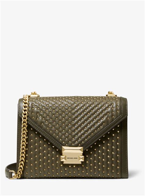 michael kors whitney oxblood multi|Whitney Large Studded Leather Convertible Shoulder Bag.